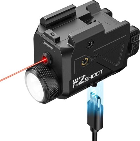 EZshoot 800 Lumens Laser Light Combo for Pistol Rechargeable, Pistol Flashlight with Slidable Rail Compatible with Glock and Picatinny Rail, Gun Light with Green Laser Beam in Saudi Arabia