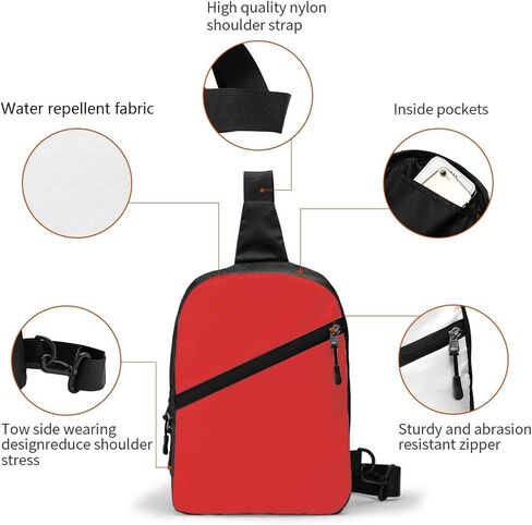 Crossbody Sling Chest Bag, Water-Resistant Side-Carry with Dual D-Ring Strap, Lightweight Hands-Free Day Sling, Fits Tablets up to 9.5", 12×8.3×2.5 in, for Travel, City Errands, Cycling, Hiking in Saudi Arabia