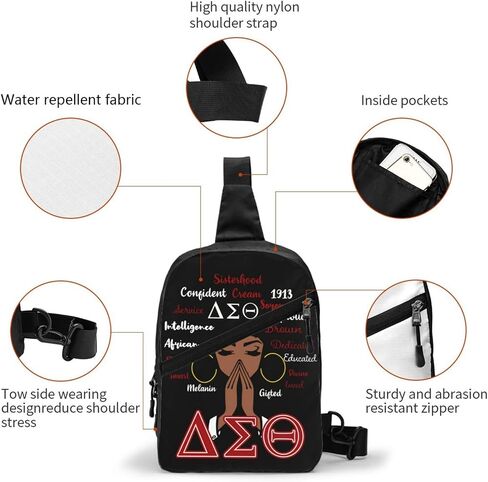Crossbody Sling Chest Bag, Water-Resistant Side-Carry with Dual D-Ring Strap, Lightweight Hands-Free Day Sling, Fits Tablets up to 9.5", 12×8.3×2.5 in, for Travel, City Errands, Cycling, Hiking in Kuwait