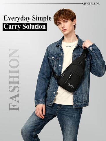 Sling Bag for Men Women, Unisex Crossbody Chest Bag, Multi-Pocket Lightweight Daypack for Travel Hiking in Saudi Arabia