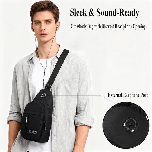 Sling Bag for Men Women, Unisex Crossbody Chest Bag, Multi-Pocket Lightweight Daypack for Travel Hiking in Saudi Arabia