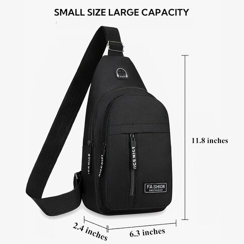 Sling Bag for Men Women, Unisex Crossbody Chest Bag, Multi-Pocket Lightweight Daypack for Travel Hiking in Saudi Arabia