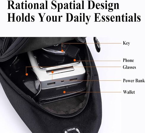 Sling Bag for Men Women, Unisex Crossbody Chest Bag, Multi-Pocket Lightweight Daypack for Travel Hiking in Saudi Arabia