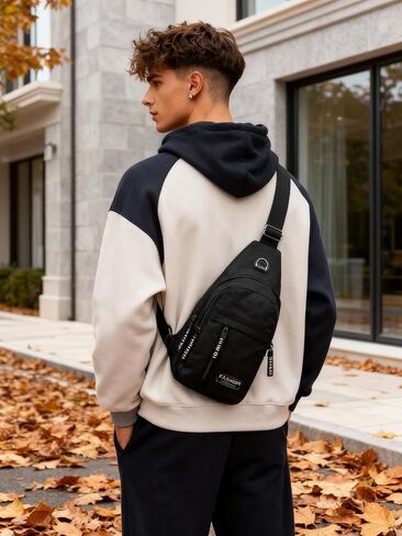 Sling Bag for Men Women, Unisex Crossbody Chest Bag, Multi-Pocket Lightweight Daypack for Travel Hiking in Saudi Arabia