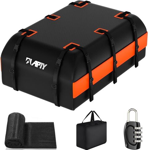 حامل حقائب شحن على سطح السيارة بطول 21 قدم مكعب، حقيبة أمتعة ناعمة على السطح لجميع المركبات مع/بدون حامل - مع سحاب مقاوم للماء، حصيرة مضادة للانزلاق، قفل الأمتعة، حقيبة تخزين، خطافات للباب in Kuwait