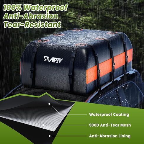 حامل حقائب شحن على سطح السيارة بطول 21 قدم مكعب، حقيبة أمتعة ناعمة على السطح لجميع المركبات مع/بدون حامل - مع سحاب مقاوم للماء، حصيرة مضادة للانزلاق، قفل الأمتعة، حقيبة تخزين، خطافات للباب in Kuwait