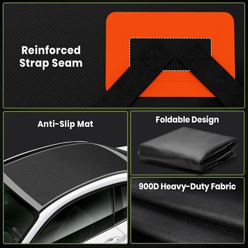 حامل حقائب شحن على سطح السيارة بطول 21 قدم مكعب، حقيبة أمتعة ناعمة على السطح لجميع المركبات مع/بدون حامل - مع سحاب مقاوم للماء، حصيرة مضادة للانزلاق، قفل الأمتعة، حقيبة تخزين، خطافات للباب in Kuwait
