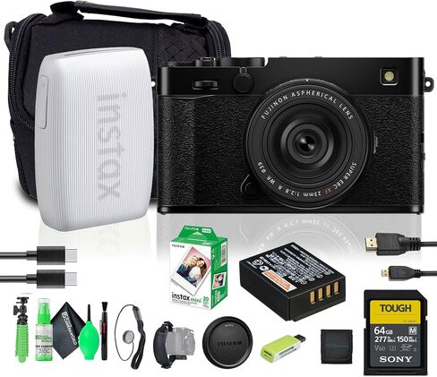 FUJIFILM X-E5 Mirrorless Digital Camera with XF 23mm f/2.8 Lens - Black, Bundle with Fuji INSTAX Mini Link 3 Smartphone Printer - White + 64GB Memory Card + Micro HDMI Cable + More Accessories in Saudi Arabia