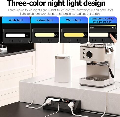 Desk Extension Lead with USB Slots, BOCHLION PD 35W + PD 20W Fast Charging Power Station with Night Light, 5 Way Plug Extension Socket Surge Protector, Desktop Power Strip 1.8M for Home Office (Black) in Saudi Arabia