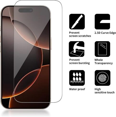 [4 Pack Glass Screen Protector Compatible for iPhone 16 Pro [9H Hardness]-HD Screen Tempered Glass, Scratch Resistant, Easy Install [Case Friendly] [Bubble Free] in Saudi Arabia