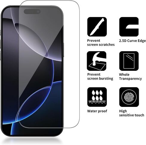 [4 Pack Glass Screen Protector Compatible for iPhone 16 Pro [9H Hardness]-HD Screen Tempered Glass, Scratch Resistant, Easy Install [Case Friendly] [Bubble Free] in Saudi Arabia