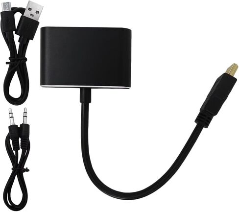 [New US] HDMI to VGA+HDMI Adapter for Dual Monitor, HDMI to VGA & HDMI Splitter 2-in-1,1080P@60HZ Full HD Display Video Converter Compaitble for Windows/Mac Os/Linux, Plug & Play in Kuwait