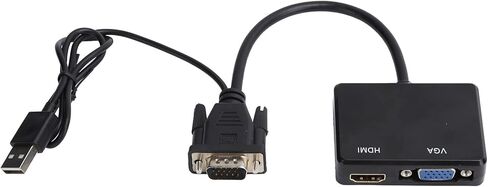 Estink VGA to VGA Splitter Converter 2-Way to High Definition Multimedia Interface Splitter Dual Monitor Adapter with USB Audio Output for Laptop PC DVD PS3 Projector TV (Black) in Saudi Arabia