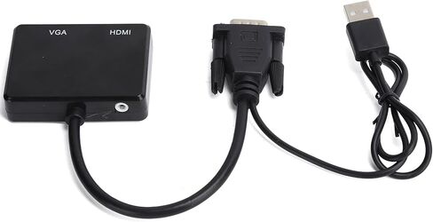Estink VGA to VGA Splitter Converter 2-Way to High Definition Multimedia Interface Splitter Dual Monitor Adapter with USB Audio Output for Laptop PC DVD PS3 Projector TV (Black) in Saudi Arabia