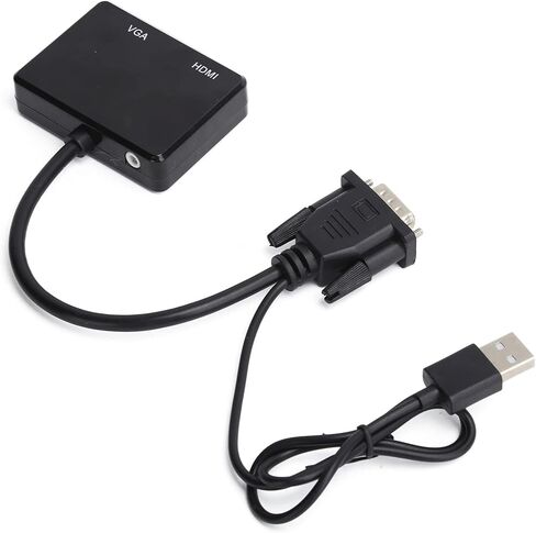 Estink VGA to VGA Splitter Converter 2-Way to High Definition Multimedia Interface Splitter Dual Monitor Adapter with USB Audio Output for Laptop PC DVD PS3 Projector TV (Black) in Saudi Arabia