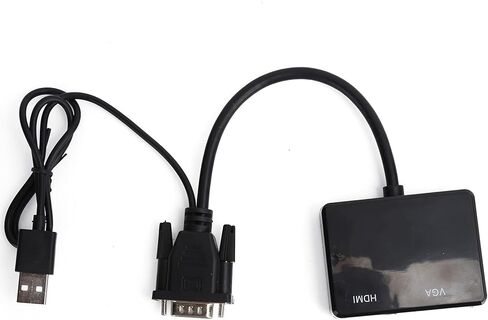 Estink VGA to VGA Splitter Converter 2-Way to High Definition Multimedia Interface Splitter Dual Monitor Adapter with USB Audio Output for Laptop PC DVD PS3 Projector TV (Black) in Saudi Arabia