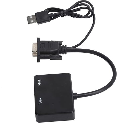 Estink VGA to VGA Splitter Converter 2-Way to High Definition Multimedia Interface Splitter Dual Monitor Adapter with USB Audio Output for Laptop PC DVD PS3 Projector TV (Black) in Saudi Arabia