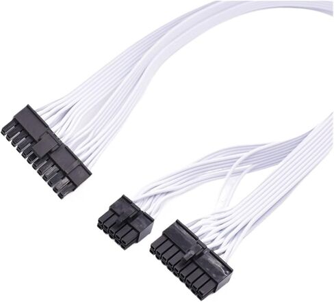 18 دبوس + 10 دبوس إلى 24 دبوس ATX PSU كابل محول الطاقة لإمدادات الطاقة الموسمية 60 سم (أبيض) in Saudi Arabia