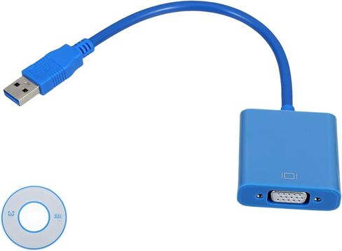كابل محول USB إلى VGA، محول عرض فيديو خارجي أزرق لإعداد الشاشة المزدوجة، يدعم الكمبيوتر الشخصي، لا حاجة إلى طاقة خارجية، متوافق مع USB والمنافذ in Kuwait