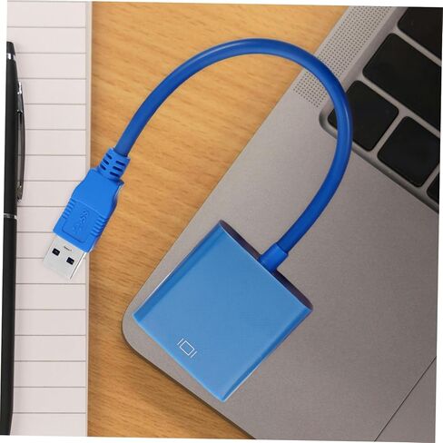 كابل محول USB إلى VGA، محول عرض فيديو خارجي أزرق لإعداد الشاشة المزدوجة، يدعم الكمبيوتر الشخصي، لا حاجة إلى طاقة خارجية، متوافق مع USB والمنافذ in Kuwait