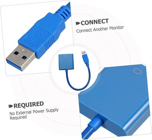 كابل محول USB إلى VGA، محول عرض فيديو خارجي أزرق لإعداد الشاشة المزدوجة، يدعم الكمبيوتر الشخصي، لا حاجة إلى طاقة خارجية، متوافق مع USB والمنافذ in Kuwait