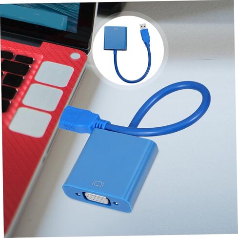كابل محول USB إلى VGA، محول عرض فيديو خارجي أزرق لإعداد الشاشة المزدوجة، يدعم الكمبيوتر الشخصي، لا حاجة إلى طاقة خارجية، متوافق مع USB والمنافذ in Kuwait