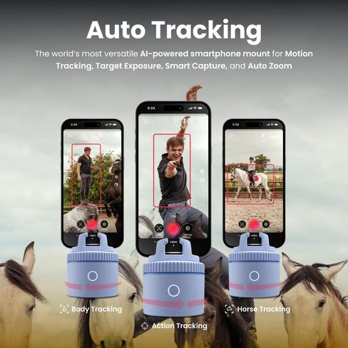 حامل هاتف Pivo Equestrian Pod مستقل للتتبع التلقائي، متتبع الوجه والجسم والحصان، دوران 360 درجة، 6 سرعات، حامل لتسجيل الفيديو (أزرق) in Kuwait
