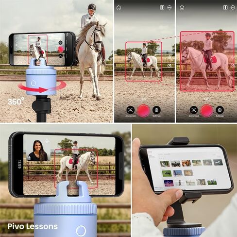 حامل هاتف Pivo Equestrian Pod مستقل للتتبع التلقائي، متتبع الوجه والجسم والحصان، دوران 360 درجة، 6 سرعات، حامل لتسجيل الفيديو (أزرق) in Kuwait