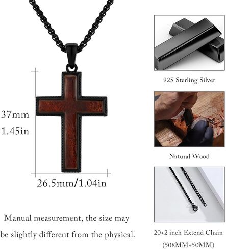 Cross Necklace 925 Sterling Silver Cross Pendant Necklace Christian Jewelry Catholic Gift for Men Women in Saudi Arabia