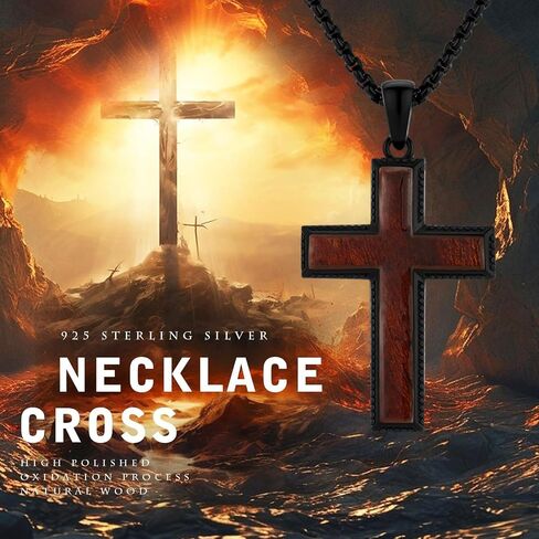 Cross Necklace 925 Sterling Silver Cross Pendant Necklace Christian Jewelry Catholic Gift for Men Women in Saudi Arabia