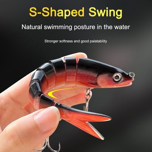 8 Segments Lifelike Swimbait for Bass Trout Crappie,Slow Sinking Bass Fishing Lure,Must-Have for Family Fishing Gear in Saudi Arabia