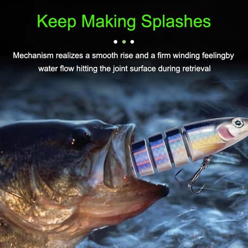 8 Segments Lifelike Swimbait for Bass Trout Crappie,Slow Sinking Bass Fishing Lure,Must-Have for Family Fishing Gear in Saudi Arabia