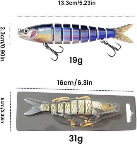 8 Segments Lifelike Swimbait for Bass Trout Crappie,Slow Sinking Bass Fishing Lure,Must-Have for Family Fishing Gear in Saudi Arabia