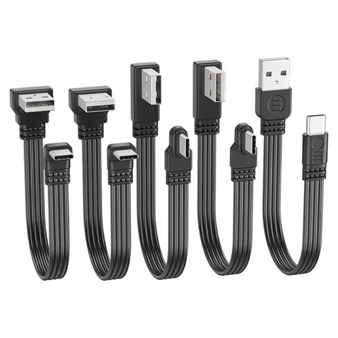 10 سنتيمتر-100 سنتيمتر شقة مرنة مستقيم وأعلى وأسفل واليسار واليمين بزاوية 90 DeGrrie USBpB ذكر إلى نوع C ذكر كابل الشحن والبيانات in Kuwait