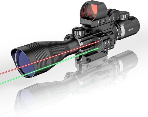 مجموعة نطاق بندقية 4-12/16x50EG مزدوجة مضيئة باللون الأحمر/الأخضر مع ليزر أخضر/أحمر 4 نماذج شبكاني ثلاثي الأبعاد بنقطة حمراء لتركيب السكك الحديدية in Kuwait