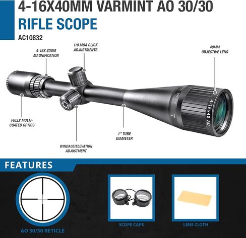 Varmint Crosshair Reticle Precision Riflescope with Adjustable Objective & Fully-Multi Coated Optics for Accurate Long-Range Shooting Hunting in Saudi Arabia