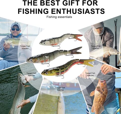 Fishing Lure, 3D Lifelike Swimbait, Realistic Design with Wiggling Action，Floating Lures for Bass Catfish Pike，Teasers Fishing Gifts for Men in Saudi Arabia