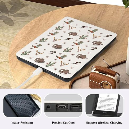 Western Cactus Cowboy Case for 7" Kindle Paperwhite(12Th Gen,2024)&Kindle Colorsoft Retro Country Cow Skull Cover with Hand Strap Soft Leather Case Compatible with Kindle Auto Sleep&Wake in Saudi Arabia
