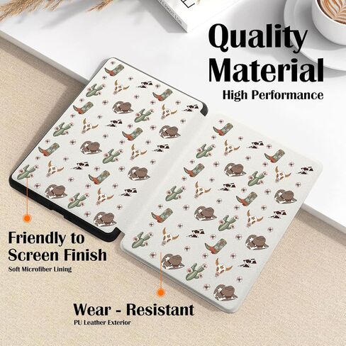 Western Cactus Cowboy Case for 7" Kindle Paperwhite(12Th Gen,2024)&Kindle Colorsoft Retro Country Cow Skull Cover with Hand Strap Soft Leather Case Compatible with Kindle Auto Sleep&Wake in Saudi Arabia