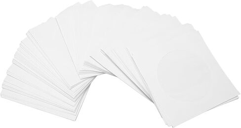 Keenso 100 Pack CD DVD Sleeves Envelopes with Flap Clear Window – Thick Reusable Dust Proof Disc Sleeves for 8cm Miniature Discs in Saudi Arabia