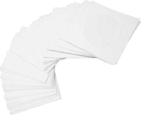 Drfeify Miniature Disc CD Envelopes Reusable Dust Proof Sleeves with Flap, Transparent Window 100 Pack for Disc Protection in Saudi Arabia