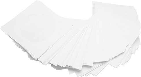 Drfeify Miniature Disc CD Envelopes Reusable Dust Proof Sleeves with Flap, Transparent Window 100 Pack for Disc Protection in Saudi Arabia