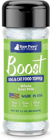 Raw Paws Boost Pet Food Topper Organic Pumpkin Powder, 3-oz - Made in USA - Grain-Free Dog Toppers for Dry Food - Anti Scoot Powder Pumpkin for Dogs - Vegan Dog Food Gravy - Dog Meal Toppers for Dogs in Kuwait