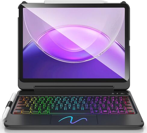 حافظة FUWANG Touch لجهاز iPad Air 11 بوصة & Air 5th الجيل الرابع مع لوحة مفاتيح - تدعم فقط 180 لوحة مفاتيح بإضاءة خلفية قابلة للطي مع لوحة تتبع متعددة اللمس لجهاز iPad Air 11 بوصة M3 M2/Air 5 Air 4th Gen in Kuwait