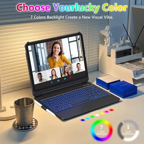 حافظة FUWANG Touch لجهاز iPad Air 11 بوصة & Air 5th الجيل الرابع مع لوحة مفاتيح - تدعم فقط 180 لوحة مفاتيح بإضاءة خلفية قابلة للطي مع لوحة تتبع متعددة اللمس لجهاز iPad Air 11 بوصة M3 M2/Air 5 Air 4th Gen in Kuwait