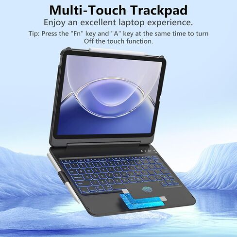 حافظة FUWANG Touch لجهاز iPad Air 11 بوصة & Air 5th الجيل الرابع مع لوحة مفاتيح - تدعم فقط 180 لوحة مفاتيح بإضاءة خلفية قابلة للطي مع لوحة تتبع متعددة اللمس لجهاز iPad Air 11 بوصة M3 M2/Air 5 Air 4th Gen in Kuwait