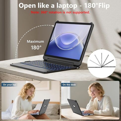 حافظة FUWANG Touch لجهاز iPad Air 11 بوصة & Air 5th الجيل الرابع مع لوحة مفاتيح - تدعم فقط 180 لوحة مفاتيح بإضاءة خلفية قابلة للطي مع لوحة تتبع متعددة اللمس لجهاز iPad Air 11 بوصة M3 M2/Air 5 Air 4th Gen in Kuwait