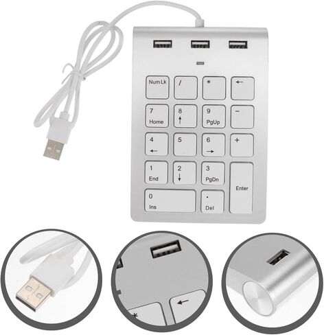 لوحة مفاتيح رقمية USB ميكانيكية، لوحة أرقام سلكية مع منفذ USB، سبيكة زنك فضية لأجهزة الكمبيوتر المحمول المكتبية المتوافقة مع نظام التشغيل Windows Xp in Saudi Arabia