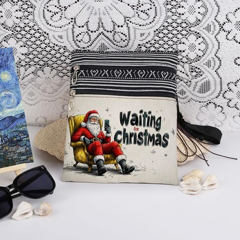 Print Adjustable Strap Women's Crossbody Bag Christmas Gift Bag for Women Men in Saudi Arabia