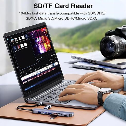 USB C Hub, 8-in-1 USB Splitter with 1 x USB 3.0, 3 x USB 2.0 and 1 x USB C, SD/TF Card Reader, 3.5mm Aux Ports for MacBook Pro Air and More PC/Laptop/Tablet Devices in Saudi Arabia